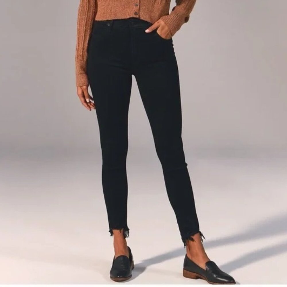 NWT ABERCROMBIE & FITCH - Black Super skinny ankle jeans  SIZE:  00/24   #R